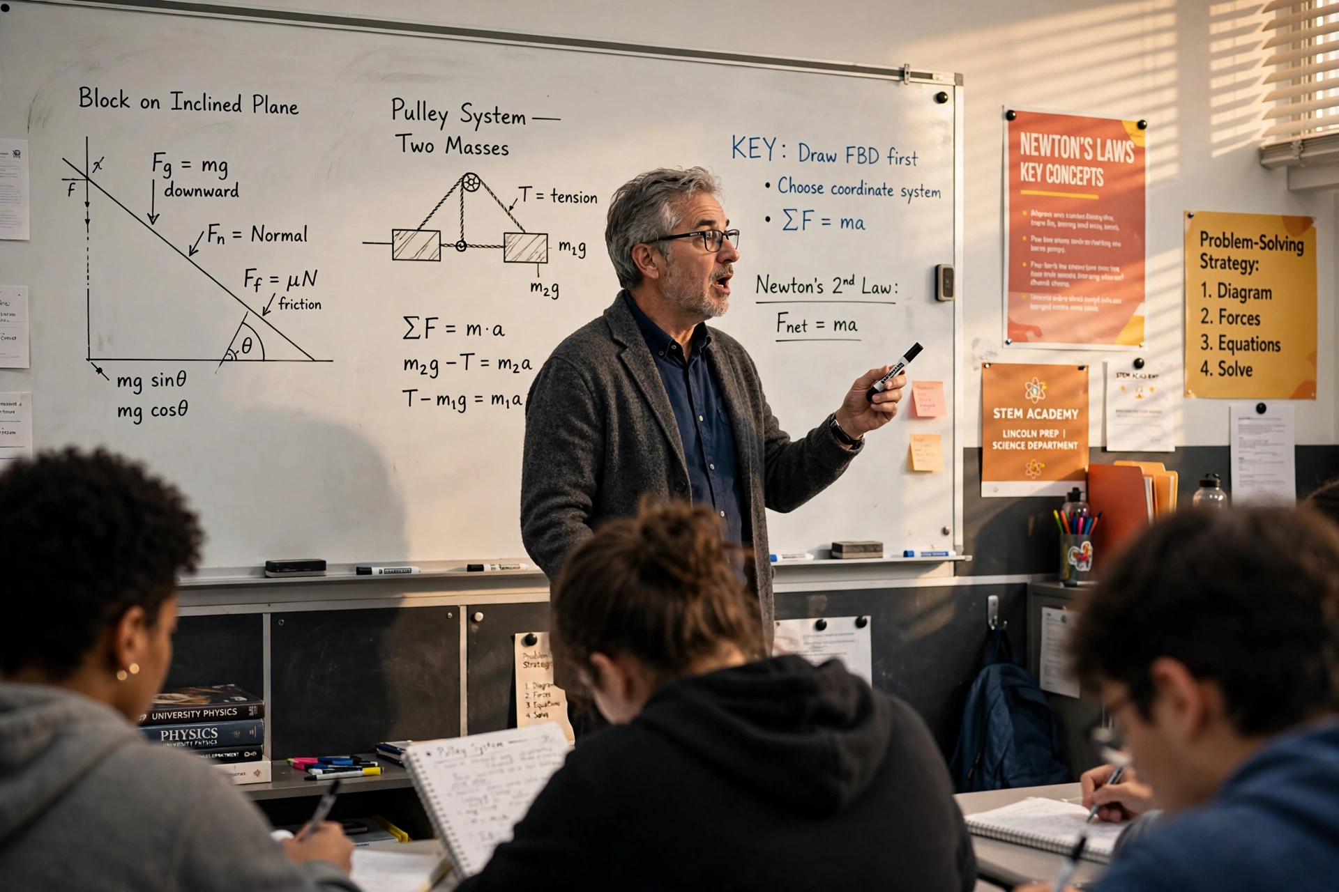 Faculty member explaining a solution during a weekly test review session
